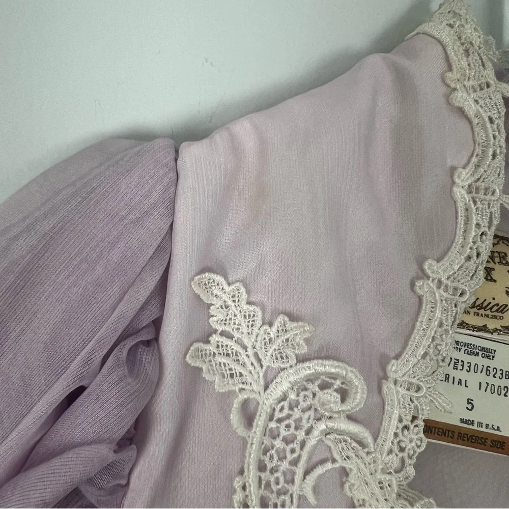 Gunne Sax Lilac 70s Dress Lace Ruffles - Picture 13 of 14